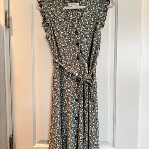 Monteau Green Floral Midi Dress